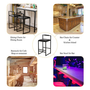 English Elm Black Pu Leather Counter Stools Set of 2 Padded Low Back Kitchen Bar Seating W1757122139
