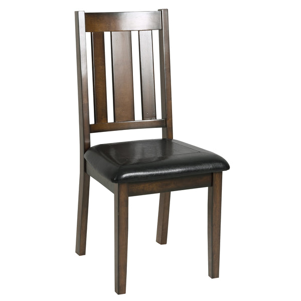 English Elm Dark Brown Cherry Mosely 5pc Dining Set with Routed Table Vertical Slat Chairs Black Faux Leather Upholstery 47.5"x35.5" B011P170669