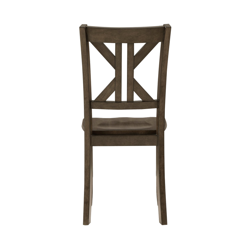 English Elm Charcoal Rivera 5PC Dining Set with X-Back Wood Chairs and Square 36" Table in Charcoal Brown Finish B011P170600