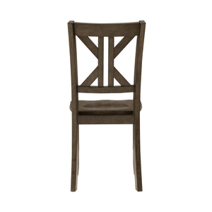 English Elm Charcoal Rivera 5PC Dining Set with X-Back Wood Chairs and Square 36" Table in Charcoal Brown Finish B011P170600