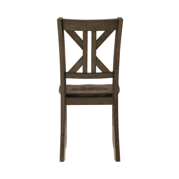 English Elm Charcoal Rivera 5PC Dining Set with X-Back Wood Chairs and Square 36" Table in Charcoal Brown Finish B011P170600