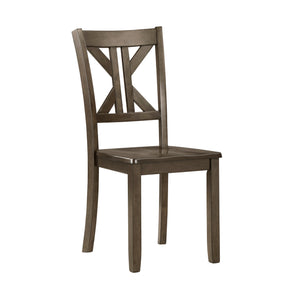 English Elm Charcoal Rivera 5PC Dining Set with X-Back Wood Chairs and Square 36" Table in Charcoal Brown Finish B011P170600