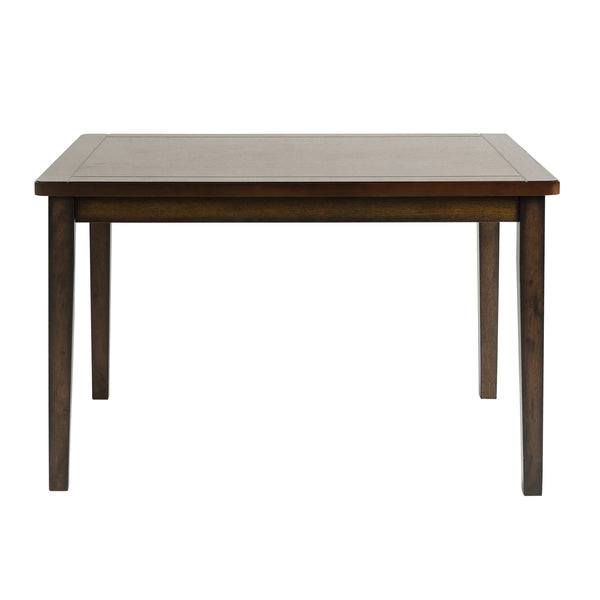 English Elm Dark Brown Cherry Mosely 5pc Dining Set with Routed Table Vertical Slat Chairs Black Faux Leather Upholstery 47.5"x35.5" B011P170669