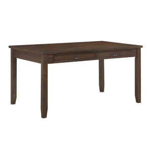 English Elm Dark Cherry Finish Dining Table with 4 Drawers — Transitional Cherry Veneer Kitchen Table, 60" x 36" B011P170629