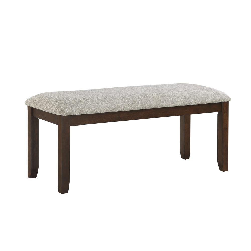 English Elm Dark Cherry Finish Binghampton Bench with Neutral Chenille Seat Cushion, 42.5" Wide Dining Accent Piece B011P170634