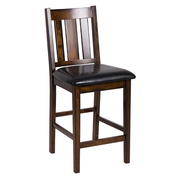 English Elm Espresso Counter Height Dining Set Acacia Wood Table Four Splat Back Faux Leather Chairs B011P170608