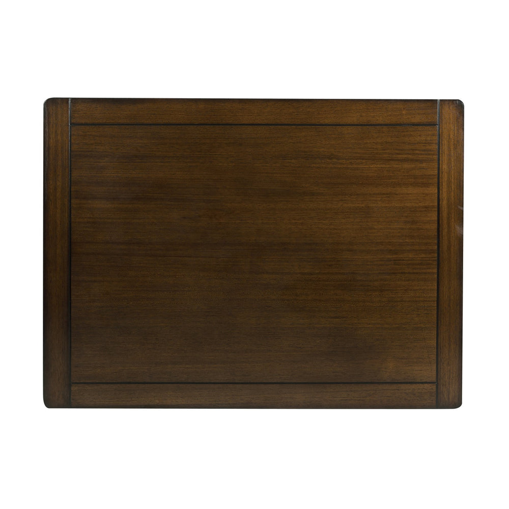 English Elm Dark Brown Cherry Mosely 5pc Dining Set with Routed Table Vertical Slat Chairs Black Faux Leather Upholstery 47.5"x35.5" B011P170669