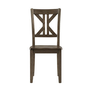 English Elm Charcoal Rivera 5PC Dining Set with X-Back Wood Chairs and Square 36" Table in Charcoal Brown Finish B011P170600