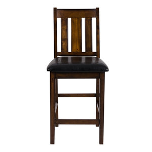 English Elm Espresso Counter Height Dining Set Acacia Wood Table Four Splat Back Faux Leather Chairs B011P170608