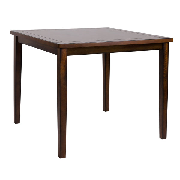 English Elm Espresso Counter Height Dining Set Acacia Wood Table Four Splat Back Faux Leather Chairs B011P170608