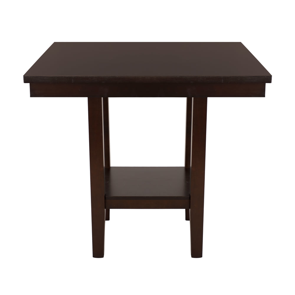 English Elm Contemporary Diego Counter Height Dining Table with Espresso Birch Veneer, Pedestal Shelf Storage, 39.25" Square B011P170680