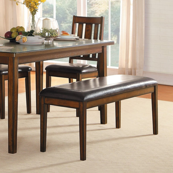 English Elm Espresso Six Piece Dining Set with Faux Leather Bench and Four Splat Back Chairs B011P170610