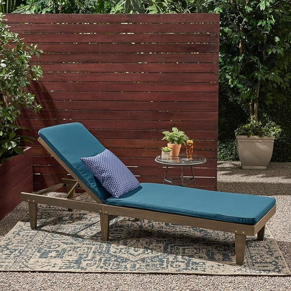 English Elm Nadine Outdoor Chaise Lounge Cushion Water Resistant Full Body Patio Coverage Blue 63493.00WTCGRY-CUSH-BLU