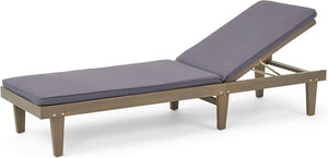 English Elm Nadine Outdoor Chaise Lounge Cushion Water Resistant Full Body Patio Coverage Grey 63493.00WTCGRY-CUSH-DGRY