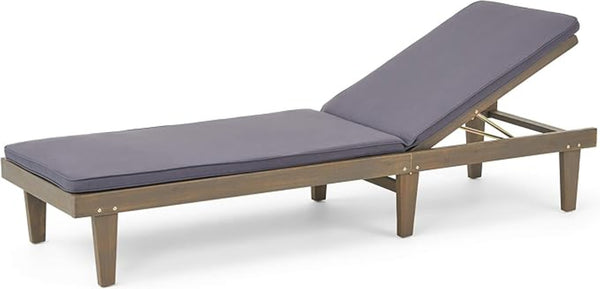 English Elm Nadine Outdoor Chaise Lounge Cushion Water Resistant Full Body Patio Coverage Grey 63493.00WTCGRY-CUSH-DGRY