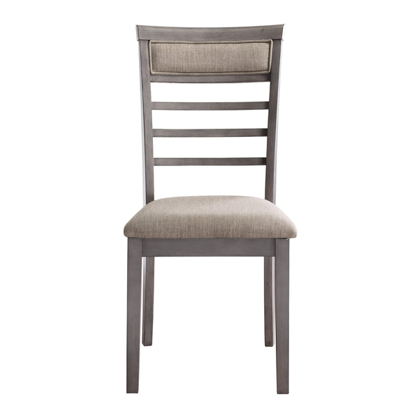 English Elm Beautiful Lovell 5pc Dining Set Gray Oak Veneer Table with 4 Upholstered Brown Fabric Side Chairs, Seats 4 B011P170909