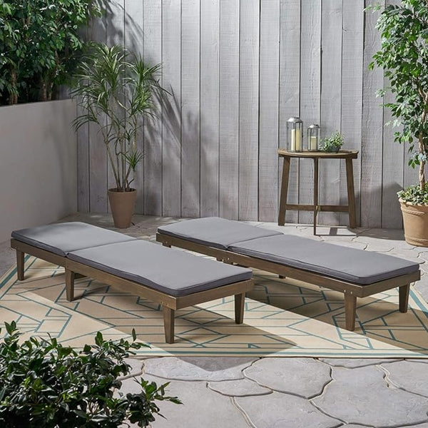 English Elm Nadine Outdoor Chaise Lounge Cushion Water Resistant Full Body Patio Coverage Grey 63493.00WTCGRY2-CUSH-DGRY