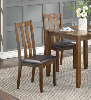 English Elm Brown Weston 5pc Dining Set with Acacia Veneer Table and Faux Leather Upholstered Chairs, Transitional Design Brown 40 L x 40.25 W x 14.75 H B011P170887