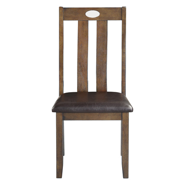 English Elm Brown Weston 5pc Dining Set with Acacia Veneer Table and Faux Leather Upholstered Chairs, Transitional Design Brown 40 L x 40.25 W x 14.75 H B011P170887