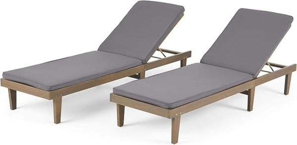 English Elm Nadine Outdoor Chaise Lounge Cushion Water Resistant Full Body Patio Coverage Grey 63493.00WTCGRY2-CUSH-DGRY