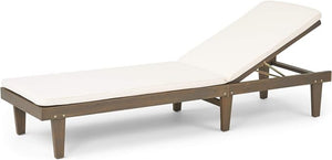 English Elm Nadine Outdoor Chaise Lounge Cushion Water Resistant Full Body Patio Coverage Gray+Cream 63493.00WTCGRY-CUSH-CRM