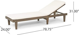 English Elm Nadine Outdoor Chaise Lounge Cushion Water Resistant Full Body Patio Coverage Gray+Cream 63493.00WTCGRY-CUSH-CRM