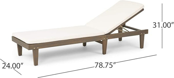 English Elm Nadine Outdoor Chaise Lounge Cushion Water Resistant Full Body Patio Coverage Gray+Cream 63493.00WTCGRY-CUSH-CRM