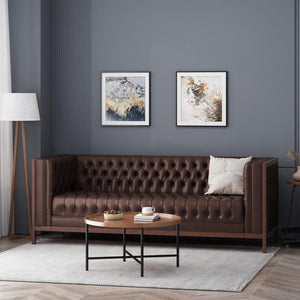 English Elm Christopher Knight Home® - 3 Seater Sofa - Contemporary Mid-Century Design With Button-Tufted Comfort, Dark Brown Pu Upholstery 72144.00ADBRN_72144.00BDBRN