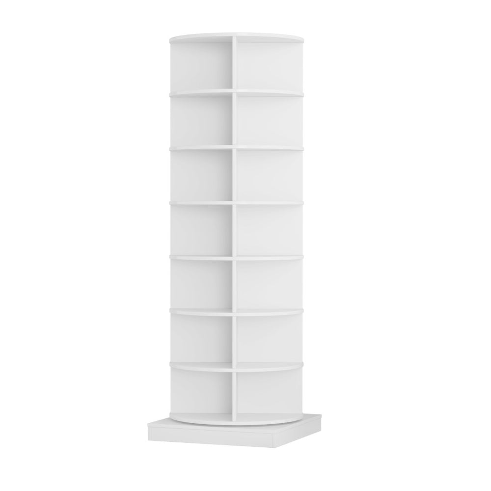 English Elm New Rotating Shoe Tower 7 Tier Cabinet Holds 28 Pairs with Full 360 Degree Access W1320P156770