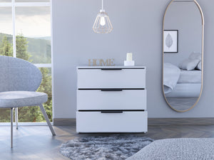 English Elm Washington Dark-Brown Three Drawer Dresser – Rustic-Contemporary Wenge Frame, Light Oak Drawers, Compact Storage B128P148990