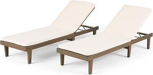 English Elm Nadine Outdoor Chaise Lounge Cushion Water Resistant Full Body Patio Coverage Grey+Cream 63493.00WTCGRY2-CUSH-CRM
