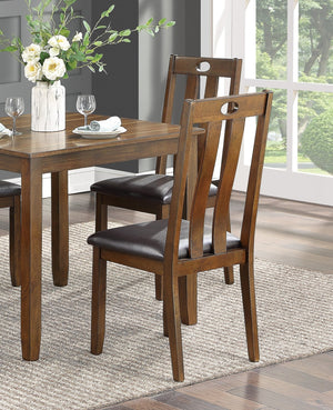 English Elm Brown Weston 5pc Dining Set with Acacia Veneer Table and Faux Leather Upholstered Chairs, Transitional Design Brown 40 L x 40.25 W x 14.75 H B011P170887