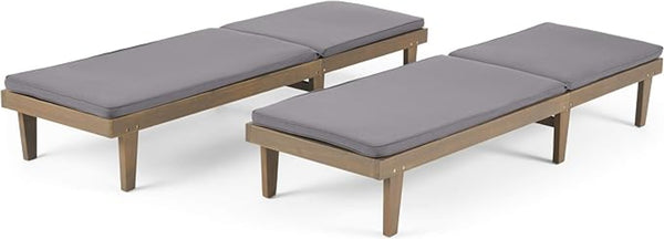 English Elm Nadine Outdoor Chaise Lounge Cushion Water Resistant Full Body Patio Coverage Grey 63493.00WTCGRY2-CUSH-DGRY