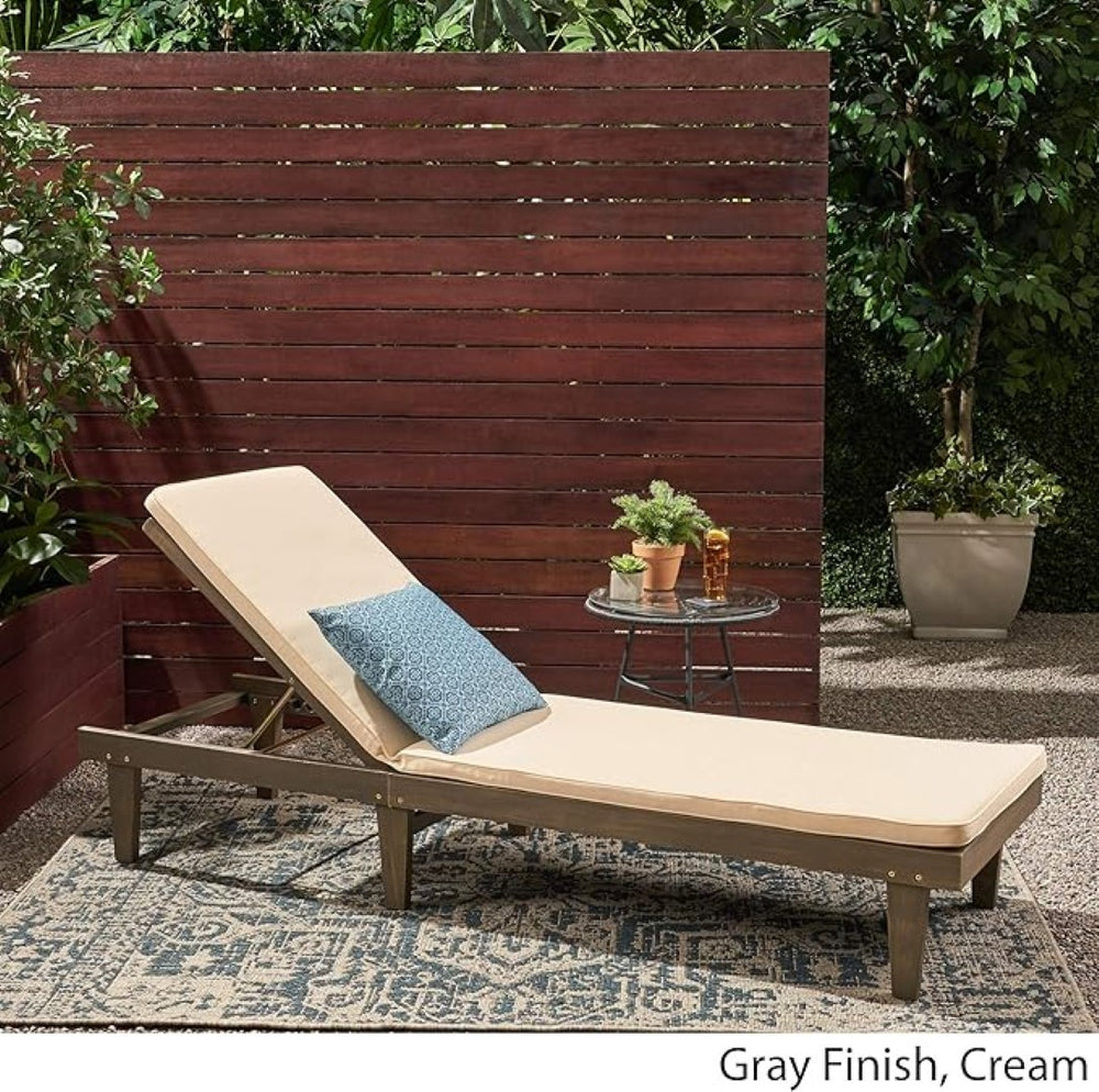 English Elm Nadine Outdoor Chaise Lounge Cushion Water Resistant Full Body Patio Coverage Gray+Cream 63493.00WTCGRY-CUSH-CRM