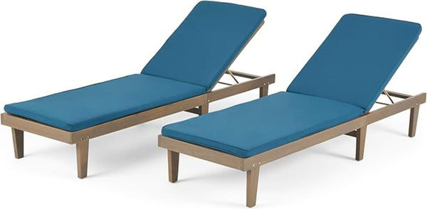 English Elm Nadine Outdoor Chaise Lounge Cushion Water Resistant Full Body Patio Coverage Blue 63493.00WTCGRY2-CUSH-BLU