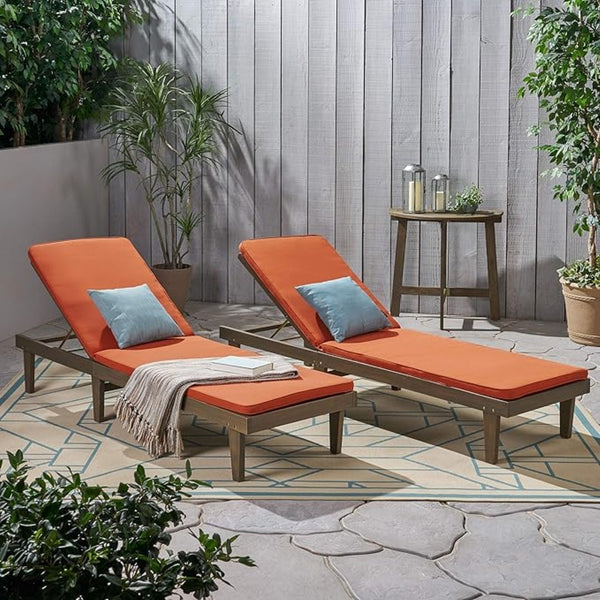 English Elm Nadine Outdoor Chaise Lounge Cushion Water Resistant Full Body Patio Coverage 63493.00WTCGRY2-CUSH-RUSORG