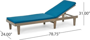 English Elm Nadine Outdoor Chaise Lounge Cushion Water Resistant Full Body Patio Coverage Blue 63493.00WTCGRY-CUSH-BLU