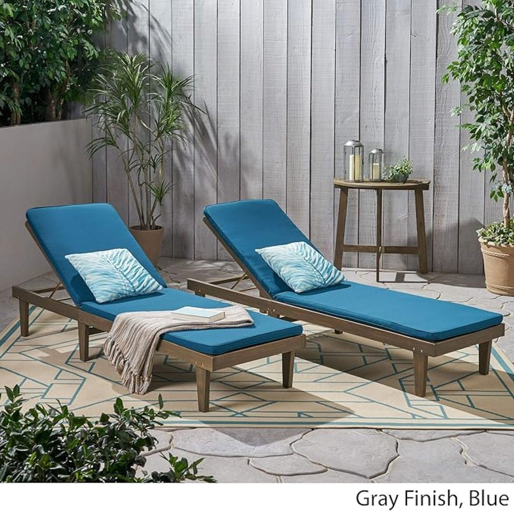 English Elm Nadine Outdoor Chaise Lounge Cushion Water Resistant Full Body Patio Coverage Blue 63493.00WTCGRY2-CUSH-BLU