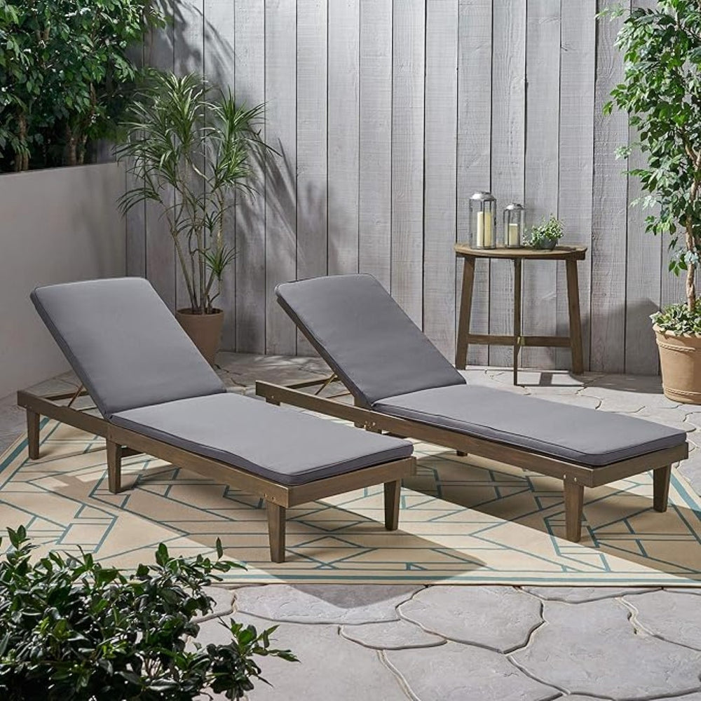 English Elm Nadine Outdoor Chaise Lounge Cushion Water Resistant Full Body Patio Coverage Grey 63493.00WTCGRY2-CUSH-DGRY