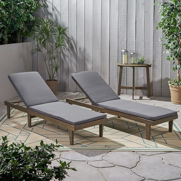 English Elm Nadine Outdoor Chaise Lounge Cushion Water Resistant Full Body Patio Coverage Grey 63493.00WTCGRY2-CUSH-DGRY