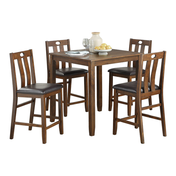 English Elm Brown Weston 5pc Dining Set with Acacia Veneer Table and Faux Leather Upholstered Chairs, Transitional Design Brown 42.25 L x 40.25 W x 14.75 H B011P170894