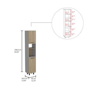 English Elm Hasselt Modern Kitchen Pantry Cabinet with Double Doors, 6 Adjustable Shelves, Light Pine Finish—Tall Storage Solution B070S00164