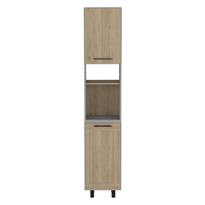English Elm Hasselt Modern Kitchen Pantry Cabinet with Double Doors, 6 Adjustable Shelves, Light Pine Finish—Tall Storage Solution B070S00164