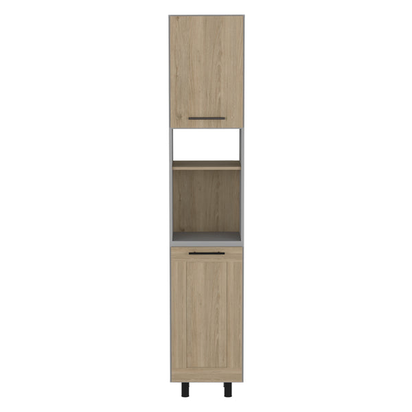 English Elm Hasselt Modern Kitchen Pantry Cabinet with Double Doors, 6 Adjustable Shelves, Light Pine Finish—Tall Storage Solution B070S00164