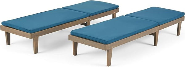 English Elm Nadine Outdoor Chaise Lounge Cushion Water Resistant Full Body Patio Coverage Blue 63493.00WTCGRY2-CUSH-BLU