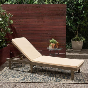 English Elm Nadine Outdoor Chaise Lounge Cushion Water Resistant Full Body Patio Coverage Gray+Cream 63493.00WTCGRY-CUSH-CRM