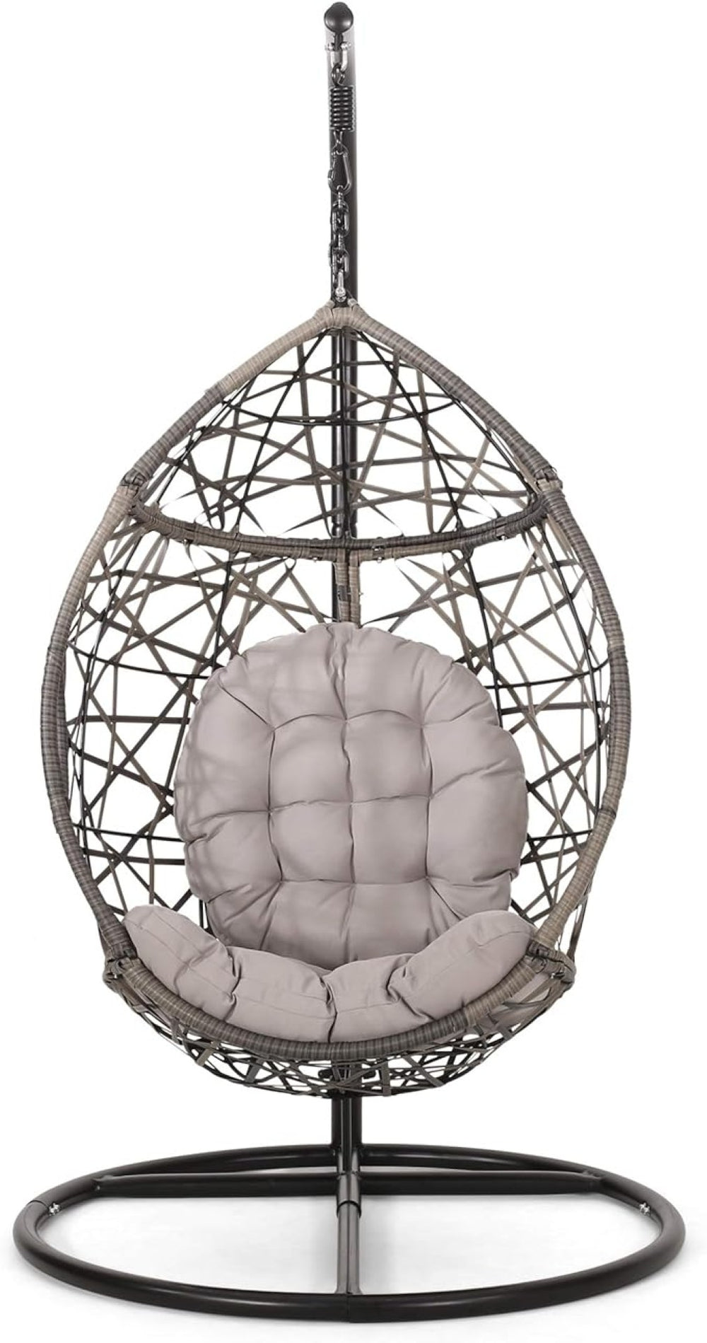 English Elm Marlin Wicker Hanging Egg Chair Teardrop Cocoon Seat for Patio or Sunroom 54672.00BSKGRY-62075.00HNGBLK