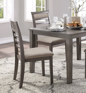 English Elm Beautiful Lovell 5pc Dining Set Gray Oak Veneer Table with 4 Upholstered Brown Fabric Side Chairs, Seats 4 B011P170909