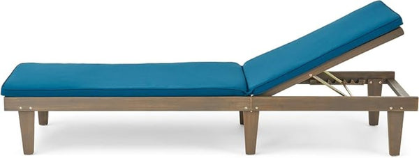 English Elm Nadine Outdoor Chaise Lounge Cushion Water Resistant Full Body Patio Coverage Blue 63493.00WTCGRY-CUSH-BLU