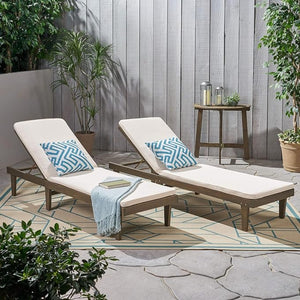 English Elm Nadine Outdoor Chaise Lounge Cushion Water Resistant Full Body Patio Coverage Grey+Cream 63493.00WTCGRY2-CUSH-CRM
